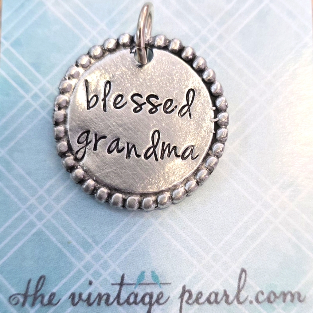 Vintage Pearl Silver 'Blessed Grandma' Pendant